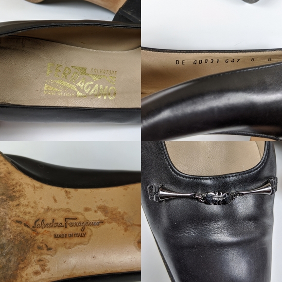 Ferrigamo Square Toe Block Heel Leather Pu… - Picture 6 of 7